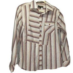 Smash Mens Size XL Long Sleeve Striped Collared